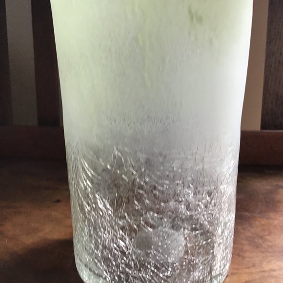 Hand Blown Tall Glass Art Vase or Pillar Candle Holder Color Sea Glass Green - Picture 7 of 7